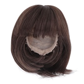 Doll Wig, Soft Fiber Easy Cutting 1/3 BJD Doll Wig Straight Bang Shoulder Length Short Hair Mesh Straight Bang BJD Hair for Roleplaying Games, 21-24cm / 8.27-9.45in (Dark Brown)