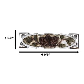 Ebros 4.5" Wide Set of 2 Rustic Western Woodland Pinecones On Sprig Branch Sculpted Resin On Metal Hardware Base Drawer Pulls Cabinet Furniture Bar Pull Knobs Pinecone Autumn Fall Accent