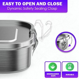BILSTAR Stainless Steel Bento For Kids and Adults | Steel Lunch Box for School| Leak-Proof Food Containers | Metal Lunchbox for Work | Eco-Friendly| Leak-Proof | ((47 oz) - 2 Removeable Compartment)