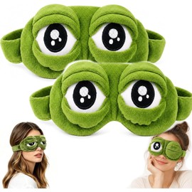3D Frog Sleep Mask, Soft Contoured Sleeping Mask, Funny Frog Eye Mask for Sleeping for Home, Office, Travel (2 Pcs)