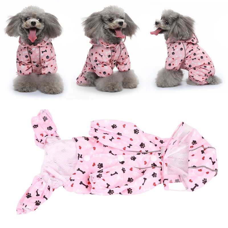 Reflective Puppy Raincoat Jacket Waterproof Breathable Cute Pattern Pet Dog
