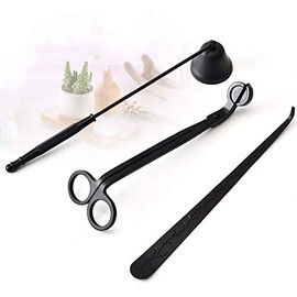 YURROAD 3 in 1 Candle Tools Set, Candle Wick Trimmer, Candle Cutter, Candle Snuffer, Candle Wick Dipper Accessory Set - Black