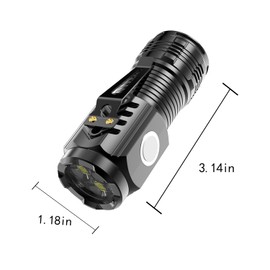 SLIVERSET Portable USB Rechargeable Flashlight, high Brightness Wick, Fast Charging Flashlight, Compact and Portable, Large Brightness, Camping Home Portable Flashlight (Black)