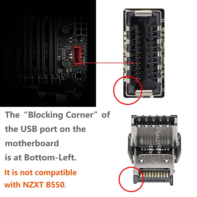 CERRXIAN 90 Degree USB Type E Adapter, Up Angle USB