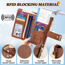 HUANLANG Passport Holder with Airtag for Women/Men, Airtag Passport Wallet for Travel Leather Passport Holder RFID Blocking,Travel Passport Walelt with Credit Card Holder