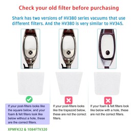 Filters for Shark Rocket APEX DuoClean Vacuum HV380, HV381, HV382, HV383, HV384Q, UV380, ZS360, ZS361C, ZS362, Replacement Part XPMFK320 XPSTFH380