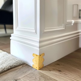 Skiffers Baseboard Corner Protectors, Vintage Decorative Metal Corner Covers, Wall Corner Protectors for Skirting Board Protection (Gold, 20pcs)