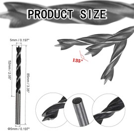 6 Pcs Brad Point Drill Bits, Brad Point Drill Bits with Diameter 5mm, Straight Round Shank Drills Metric, Drilling Depth Spiral Twist Drills Bitss, for Carpenter Woodworking Plastic Rubber