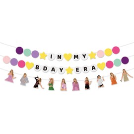 Pre-strung In My Birthday Era Banner Friendship Bracelet Garland for Singer Birthday Party Decorations Bday Photo Booth Backdrop, HBD Sign Supplies