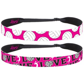 Hipsy Adjustable No Slip Volleyball Headbands for Women Gift Packs (Volleyball Hot Pink 2pk)