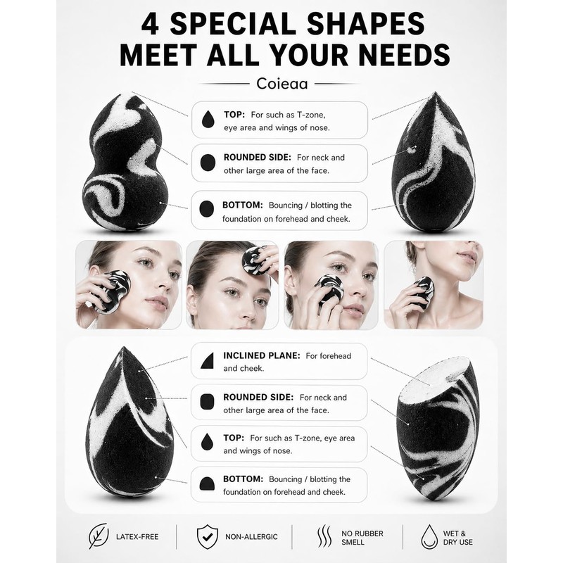 Coieaa Makeup Sponge Set Foundation Blending Beauty Sponge with Case