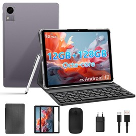 JIKOCXN Tablet 11 inch Android 14 Tablets, 12GB+128GB,1TB Expand, Widevine L1 Compatible 8-Core Tablet with 5G WiFi, 8000mAh Battery, Camera, 11" IPS Big Screen (Beige)