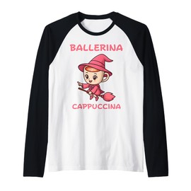Ballerina Cappuccino Italian Brainrot Meme Witch Kids Girls Raglan Baseball Tee