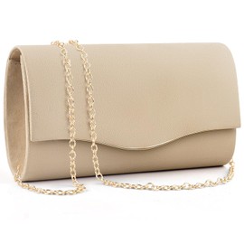 TINDTOP Clutch Purses for Women, Formal Evening Bags Suede Shoulder Envelope Party Handbags Wedding Cocktail Prom Clutches (Khaki)