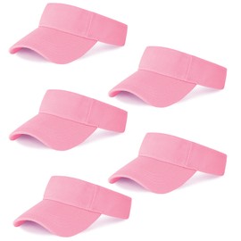 Marrywindix 5 Pieces of Pink Sport Wear Athletic Visor Sun Sports Visor Hat Visor Adjustable Cap for Women and Men (One Size)