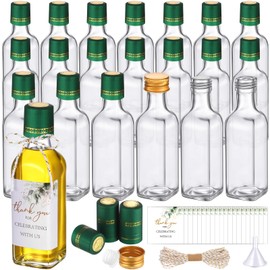 Reallnaive 20 Pack 3 oz Mini Glass Olive Oil Bottles Set, Homemade Wedding Sauce Gift Bottles Leakproof Screw Cap, Thank You Wedding Stickers for Storing Oil Honey Bridal Baby Shower Holiday Favors