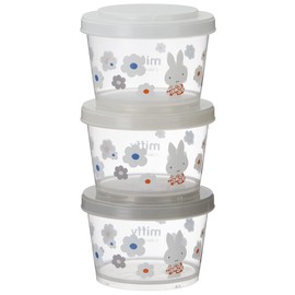 Skater SIJ3-A Storage Container, 3P, 8.5 fl oz (240 ml), Side Dish, Miffy, Monotone, Made in Japan