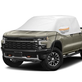 Kistrba Car Cover for Full-Size Truck Crew Cab, Truck Cab Cooler Sunshade Roof Cover Compatible with Ford F-150, Chevy Silverado, Dodge Ram, GMC Sierra, Toyota Tundra, Nissan Titan, Gray