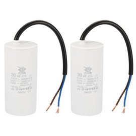 PATIKIL CBB60 30uf Running Capacitor,2Pcs AC 450V 2 Wires 50/60Hz Cylinder 95x44mm for Water Pumps, Washing Machines Motor Start