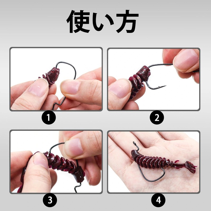 9KM DWLIFE Offset Worm Hooks 50 Hooks Bass Fishing Texas
