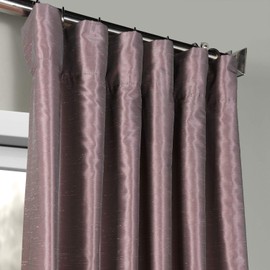 HPD Half Price Drapes Faux Dupioni Silk Curtain Vintage Textured for Room Decor 50 X 120 (1 Panel), PDCH-KBS11-120, Smokey Plum