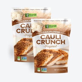 Cauli Crunch | Original Gluten Free Cauliflower Bread Crumbs – Bread-Free Breadcrumbs, Certified Gluten Free + NON-GMO, Vegan, Kosher Bread Crumbs, All Natural, 2-PACK (Original)