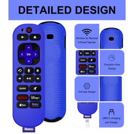[2 Pack] WADVCU for Roku Voice Remote Pro 2nd Ed./Edition Silicone Remote Case Cover, Roku TV Remote Protective Sleeve for Roku RCB1R(2024) Controller with Lanyard|Anti Slip/Shock Proof(Black+Blue)