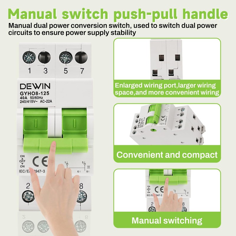 DEWIN Transfer Switch 2 Pin, Transfer Switch DIN Rail Manual
