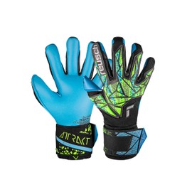 Reusch Attrakt Unisex Adult Goalkeeper Gloves, 7410 Black/Neon Lime/Aqua, 11