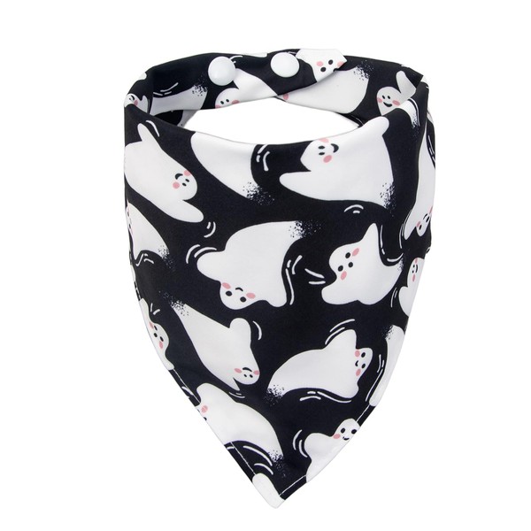 ICEMOOD Dog Halloween Costume Bandanas Black Ghost Spooky Holiday Bandana