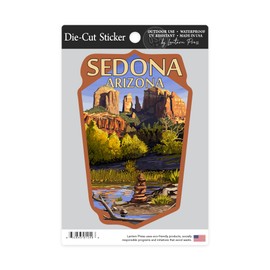 Die Cut Sticker Sedona, Arizona, Cathedral Rock and Cairn, Contour Vinyl Sticker 3 to 6 inches, (Waterproof Decal for Cars, Water Bottles, Laptops, Coolers), Large