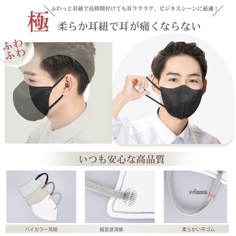 立体マスク 小さめ バイカラー 小顔【2023秋冬·新色追加】3dマスク 小さめ 不織布 30枚入 超立体構造 小顔 不職布マスク