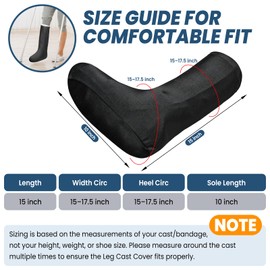 CEYOME Below-Knee Leg Cast Covers, 3 Pack Protective Sleeves, Black