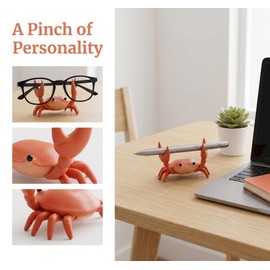 FYDHI 2-Pack Desk Crab Pen Holder, Creative Weightlifting Crab Pencil Stand, Cute Office Decor Desk Organizer for Pens, Glasses & Small Items (Red)