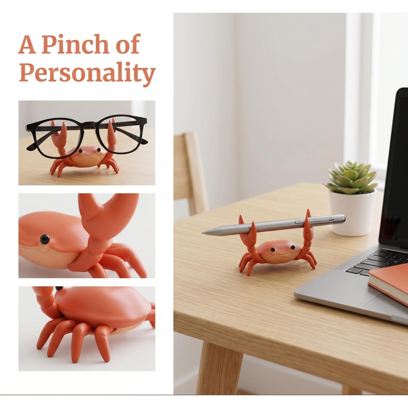 FYDHI 2-Pack Desk Crab Pen Holder, Creative Weightlifting Crab Pencil