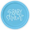 Unique 73384EU Eco-Friendly Paper Plates-18 cm-Blue Hearts Baby Shower-8 Count