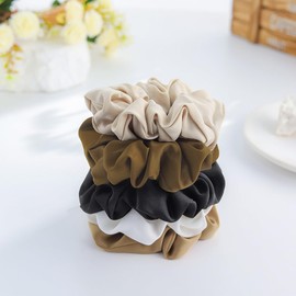 Jewemia Big Hair Scrunchies Elastic Scrunchies for Women Satin Hair Ties Soft Hair Accessories for Women Girls 5PCS