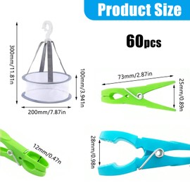 60 Pack Clothes Pegs for Washing Line with Bag, Extra Strong Non Slip Laundry Pegs 4 Colors, Washing Peg Plastic Laundry Peg, Durable and Windproof Laundry-Pegs for Home Garden Indoor Outdoor
