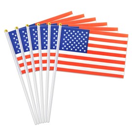 Small American Flags on Stick,12 Pack Mini Hand Held USA American Flag for Outside Parades Patriotic Holiday 4th of July Decorations