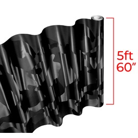 VViViD+ 2020 Edition Black Stealth Large Sized Pattern Camouflage Vinyl Car Wrap Roll (15ft x 5ft) Self Adhesive Film Air Release Technology, Scratch Resistance, Protective Liner, Bubble-Free