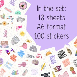 100Pcs Self Care Stickers for Water Bottle and Laptop - Self Care Party Favors & Decorations, Waterproof Vinyl Decals, Wellness and Motivational Stickers