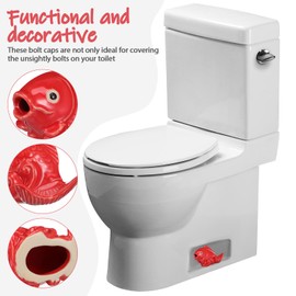 DOITOOL 2pcs Cute Animal Shape Toilet Bolt Caps Decorative Ceramic Toilet Bolt Covers Design for Bathroom Decor Toilet Screw Covers for Bottom of Toilet