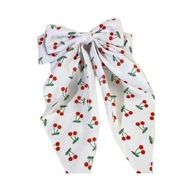 Cherry Bow Hair Clips Fruit Cherries Bowknot Scarf Cherry Print Hair Scarves Bow BBW08 (A2)