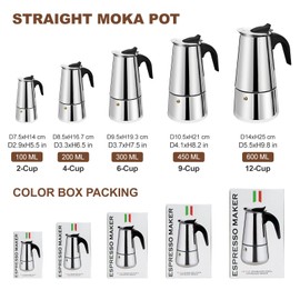 DITOSH 4 Cup 200 ml 6.6 oz Stovetop Espresso Maker Stainless Steel Moka Pot Espresso Maker Cafeteras Italian Coffee Maker Capable Moka Coffee Machine Greca Coffee Maker for Home Camping