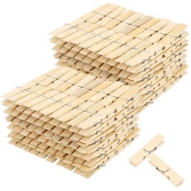 SEUNMUK 200 PCS Bamboo Pegs, Washing Wooden Pegs Bamboo Clothes Pegs for Washing Line and Home Decoration
