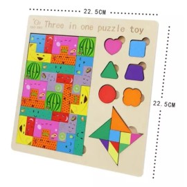 Idecor 3 En 1 Rompecabezas De Madera Tangram Montessori
