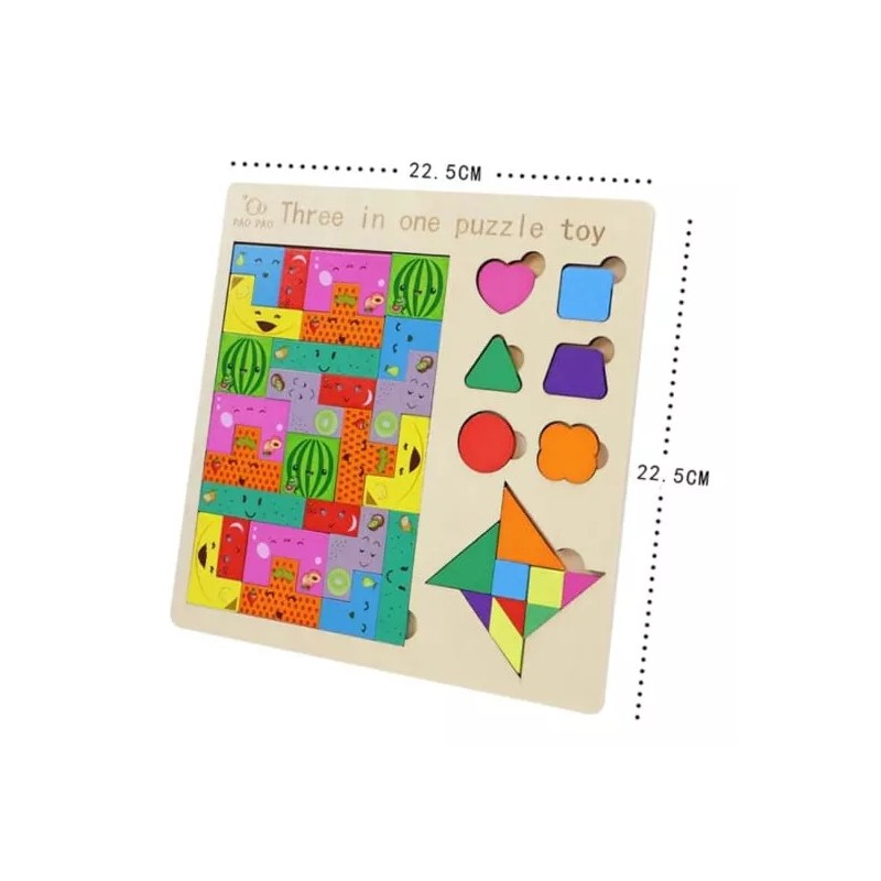 Idecor 3 En 1 Rompecabezas De Madera Tangram Montessori