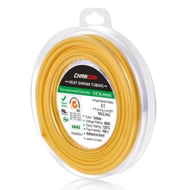 Chanzon 3:1 Ratio 1/4" (6.4mm) Heat Shrink Tubing - Marine Grade Waterproof Adhesive Lined - 8Ft Roll (2.5M Total Length) Yellow Polyolefin Sleeving Wrap Shrinking 3 to 1 Ratio 1pcs