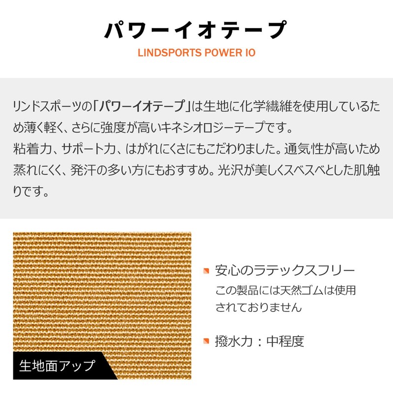 LINDSPORTS パワーイオテープ カラー キネシオロジーテープ テーピングテープ (‎ライトグリーン 幅50mm×25cmカット 40枚入)