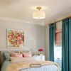 HILUXIA 13 Inch Linen Pleated Semi Flush Mount Ceiling Light